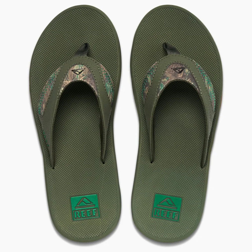 Reef Fanning Flip Flops Olive Palm