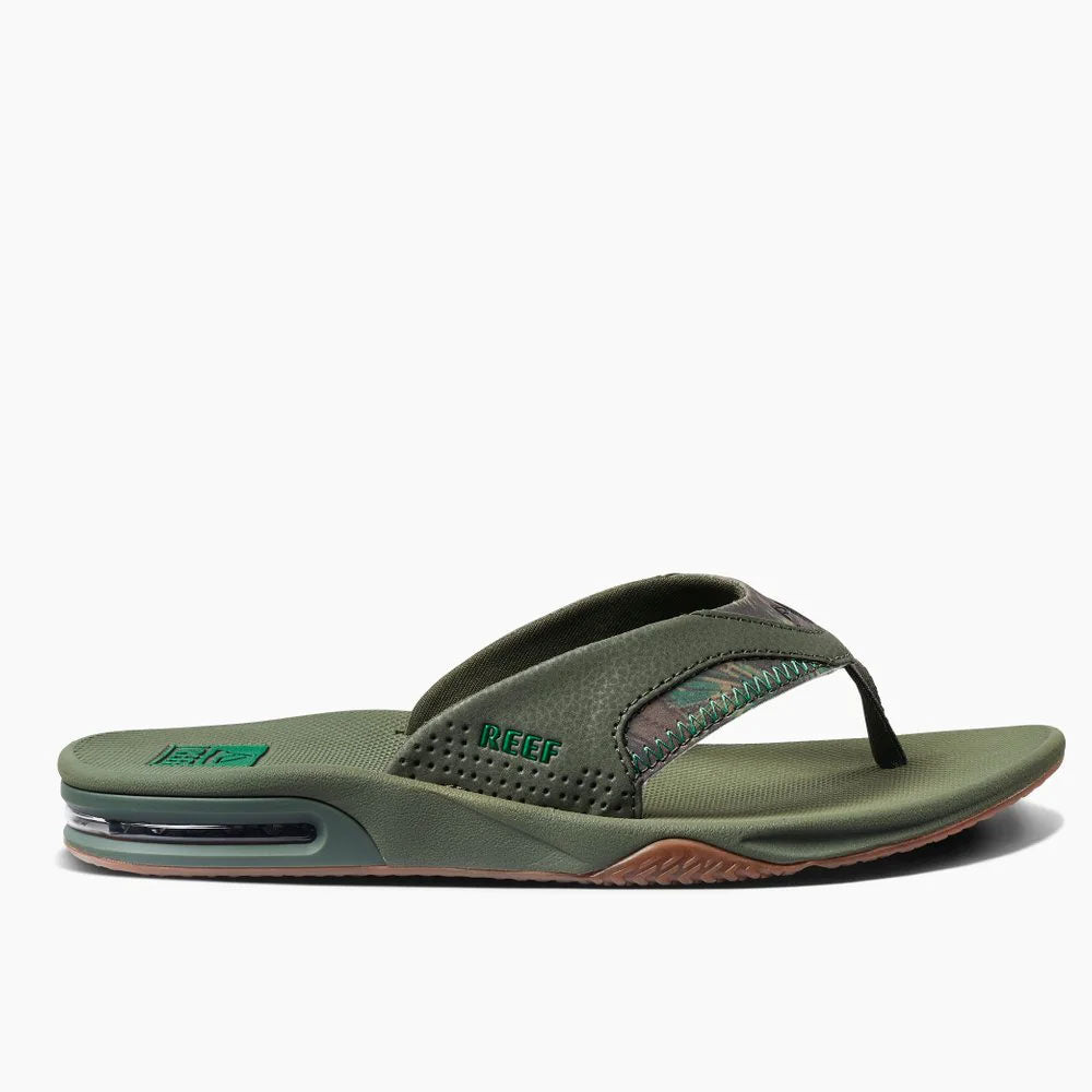 Reef Fanning Flip Flops Olive Palm