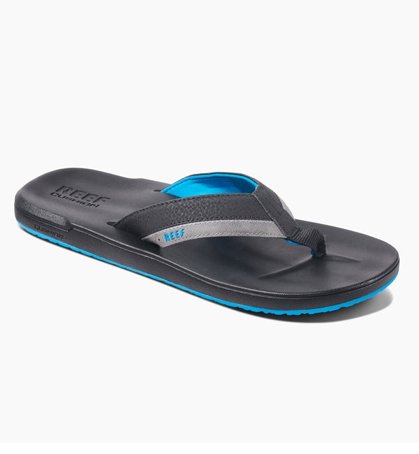 Reef Contoured Cushion Flip Flops Black Grey Blue